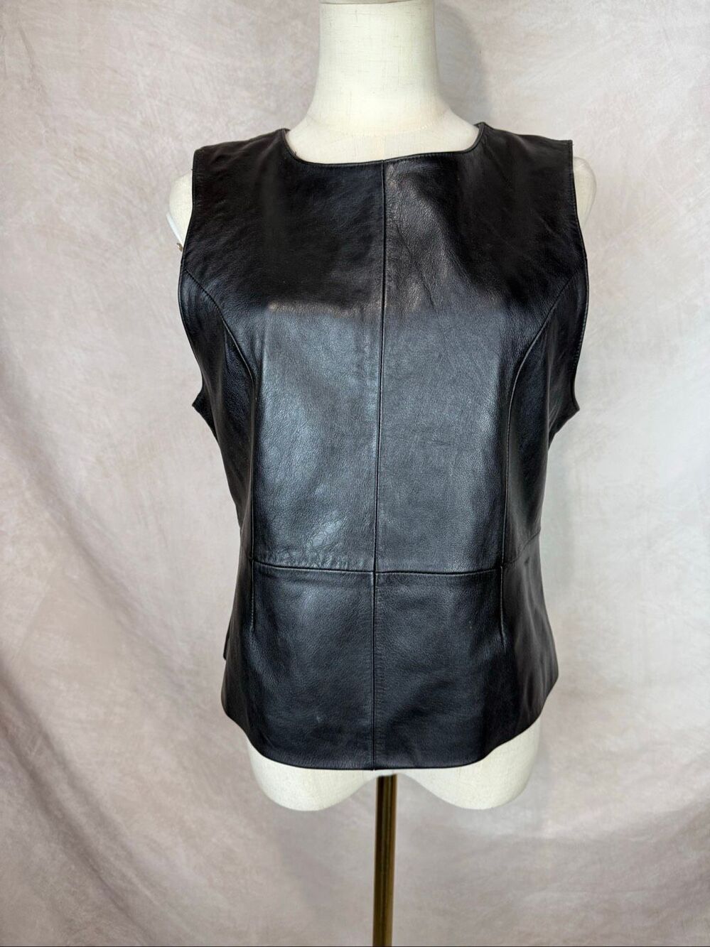 Vintage Y2K Black Leather Vest Zip Back Women’s M/L Alt Grunge Emo